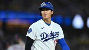 Los Angeles Dodgers' Shohei Ohtani walks to first base after being hit by a pitch during the second inning of a baseball game against the St. Louis Cardinals, Wednesday, Sept. 2, 2026, in Los Angeles. (William Liang/AP)