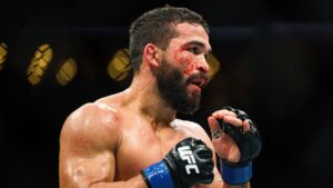 Patrício Pitbull in a featherweight title fight at UFC 318 in New Orleans, La., Saturday, July 19, 2025. (Ella Hall/AP Photo)