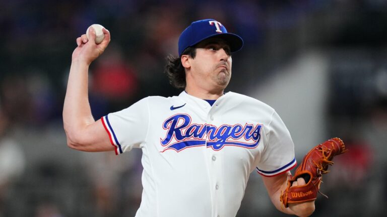 Texas Rangers starting pitcher Cal Quantrill throws to the Tampa Bay Rays during the second inning of a baseball game Thursday, Sept. 3, 2026, in Arlington, Texas. (Julio Cortez/AP)