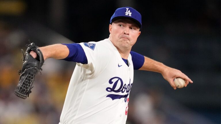 Los Angeles Dodgers starting pitcher Tarik Skubal throws to the plate during the second inning of a baseball game against the St. Louis Cardinals, Thursday, Sept. 3, 2026, in Los Angeles. (Mark J. Terrill/AP Photo)