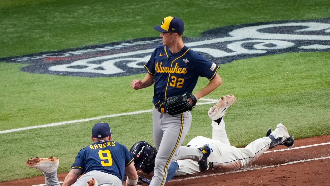Jake Bauers dives to rob Ryan Vilade of a hit