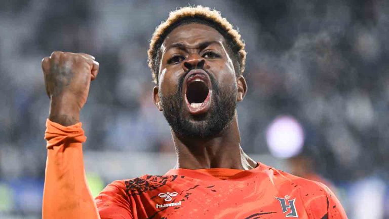 Forge FC's Manjrekar James (55) reacts after scoring the winning penalty kick against CF Montreal to win the Canadian Championship final soccer match, in Montreal, on Wednesday, Oct. 21, 2026. (Graham Hughes/CP)