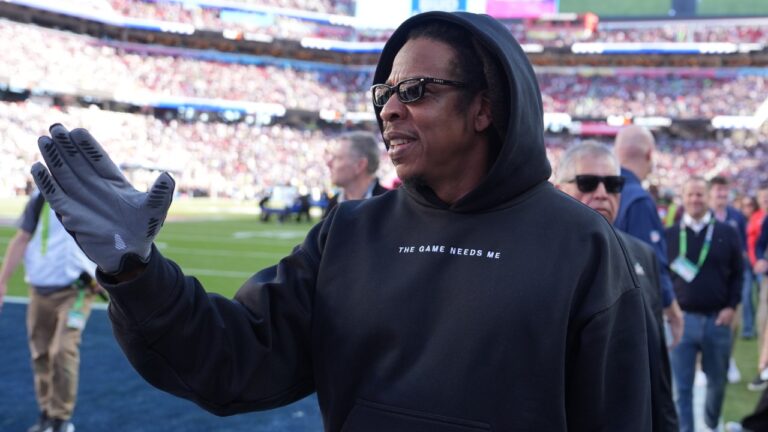 Jay-Z attends the NFL Super Bowl 60 football game between the Seattle Seahawks and the New England Patriots, Sunday, Feb. 8, 2026, in Santa Clara, Calif. (Frank Franklin II/AP)