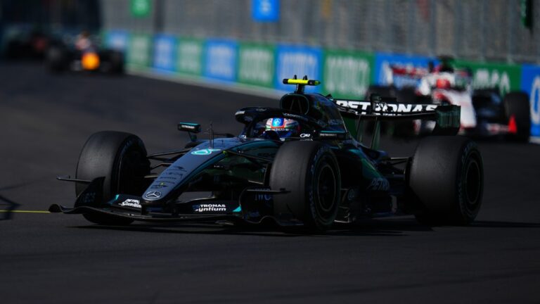 Mercedes driver Andrea Kimi Antonelli of Italy steers his car during the Spanish Formula One Grand Prix race in Madrid, Sunday, Sept. 13, 2026. (Manu Fernandez/AP)