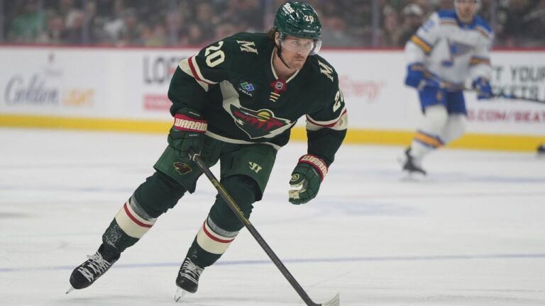Minnesota Wild left wing Blake Coleman (20) skates during the first period of an NHL hockey game against the St. Louis Blues, Thursday, Oct. 15, 2026, in St. Paul, Minn. (Abbie Parr/AP)