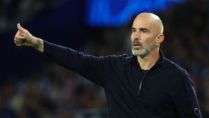 Manchester City's head coach Enzo Maresca gestures during a Champions League opening phase soccer match between FC Porto and Manchester City in Porto, Portugal, Tuesday, Sept. 8, 2026. (AP Photo/Luis Vieira)