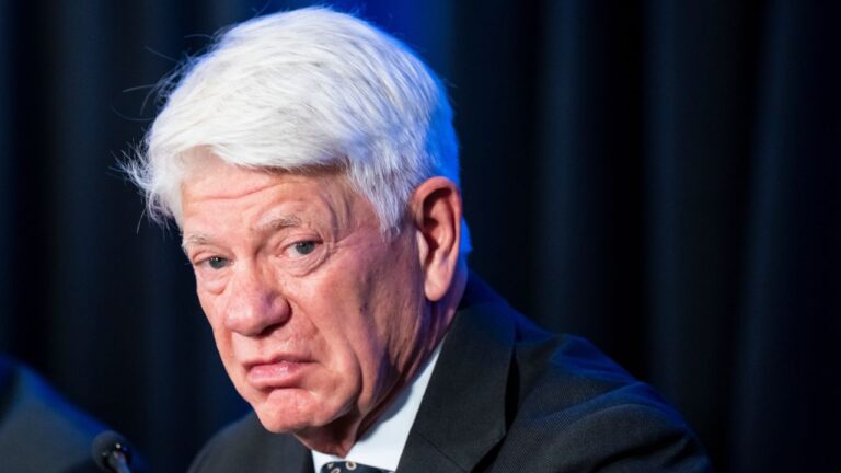 Chairperson of 2026 IIHF World Junior Championship Franz Reindl, during the end-of-tournament news conference, in St. Paul, Minn., on Monday, Jan. 5, 2026. THE CANADIAN PRESS/Christopher Katsarov