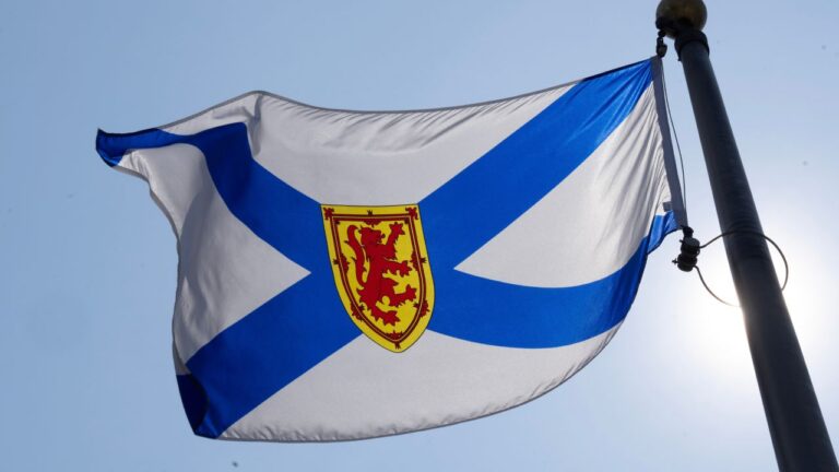 The Nova Scotia provincial flag flies on a flag pole in Ottawa, Friday, July 24, 2026 in Ottawa. (Adrian Wyld/CP)
