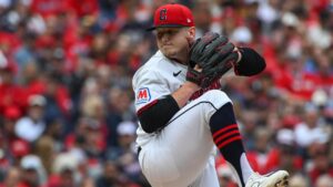 Cleveland Guardians starting pitcher Parker Messick delivers against the Chicago White Sox during the first inning of Game 1of baseball's American League Division Series, Saturday, Oct. 3, 2026, in Cleveland. (AP Photo/Phil Long)