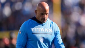 Tennessee Titans head coach Robert Saleh walks off the field at the end of an NFL game against the Cleveland Browns in Nashville, Tenn., Sunday, Oct. 25, 2026. (George Walker IV/AP)