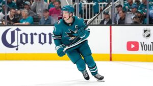 San Jose Sharks center Macklin Celebrini skates against the Florida Panthers during a NHL game in San Jose, Calif., Thursday, Oct. 1, 2026. (Tony Avelar/AP)