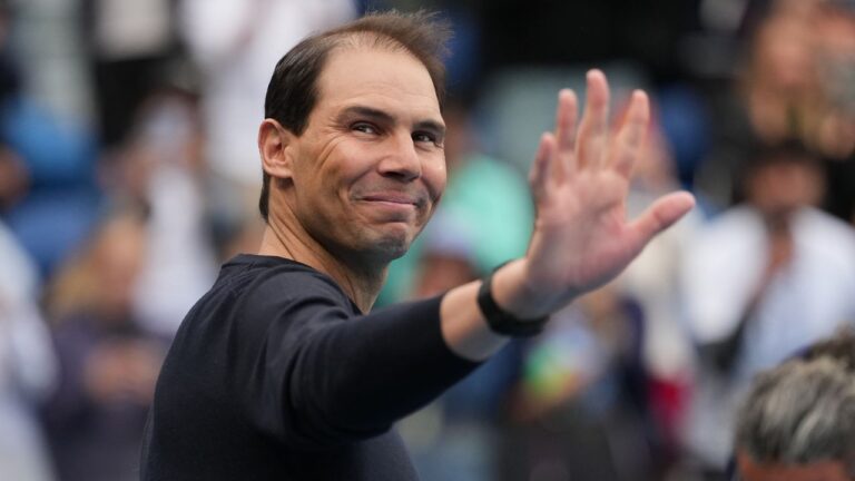 FILE - Former Australian Open champion Rafael Nadal of Spain at an event ahead of the men's singles final at the Australian Open tennis championship in Melbourne, Australia, Sunday, Feb. 1, 2026. (AP Photo/Asanka Brendon Ratnayake, file)