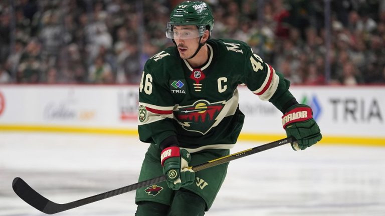 Minnesota Wild defenceman Jared Spurgeon skates during overtime of Game 3 in the first round of the Stanley Cup playoffs against the Dallas Stars Thursday, April 23, 2026, in St. Paul, Minn. (Abbie Parr/AP)
