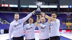 Team Yannick Schwaller celebrate winning the GSOC Co-op Invitational in Victoria. (Anil Mungal/TCG)