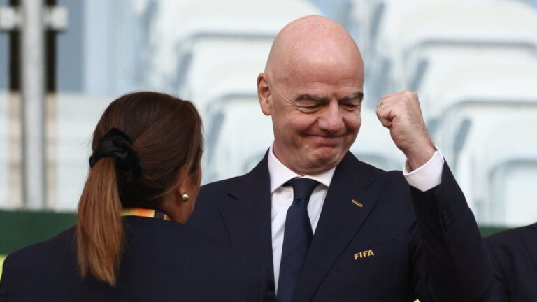 FIFA President Gianni Infantino attends the Women's U20 World Cup final soccer match between Spain and North Korea in Lodz, Poland, Sunday, Sept. 27, 2026. (Beata Zawrzel/AP)