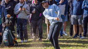 Casey Jarvis South Africa plays from the rough on the 17th hole (COLORSPORT/DANIEL BEARHAM PUBLICATION)
