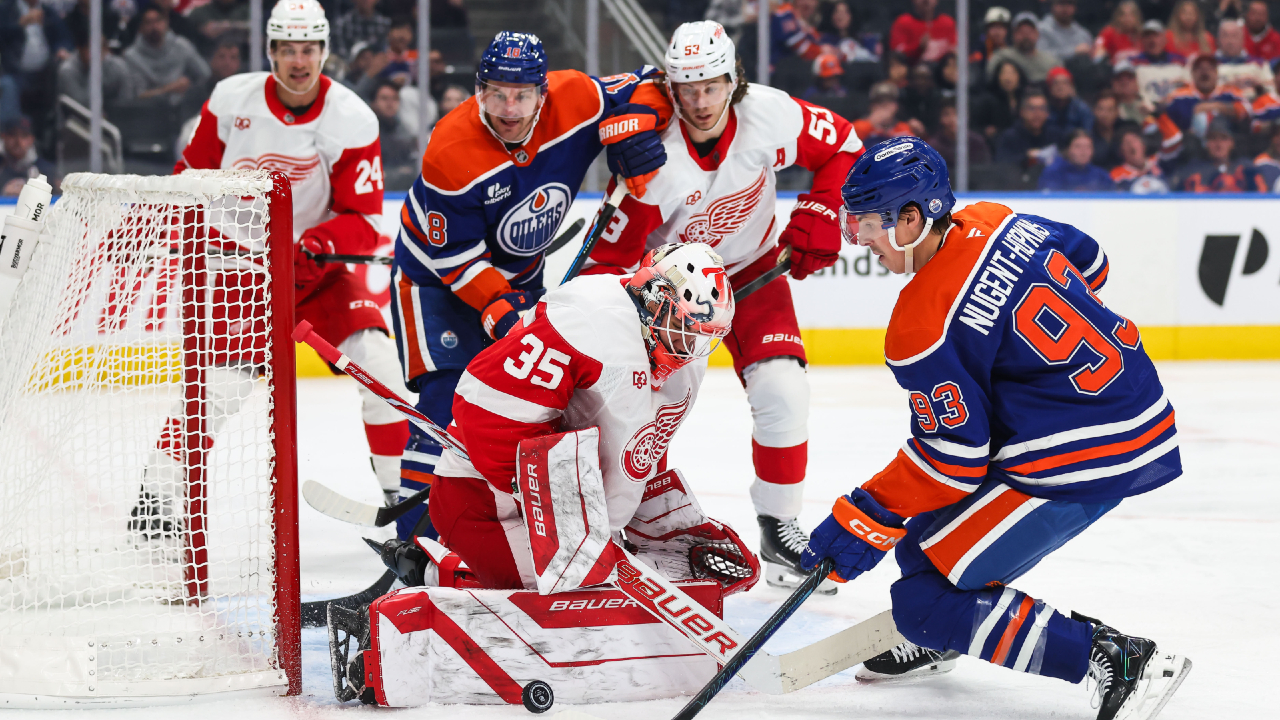 Oilers thwarted by rookie Red Wings goalie as depth salvages point