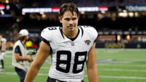 Jacksonville Jaguars tight end Patrick Herbert (88) exits the field after an NFL preseason football game against the New Orleans Saints in New Orleans, Saturday, Aug. 15, 2026. (Tyler Kaufman/AP)