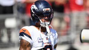 Denver Broncos cornerback Pat Surtain II warms up before an NFL game against the San Francisco 49ers in Santa Clara, Calif., Sunday, Oct. 4, 2026. (AP/Justine Willard)