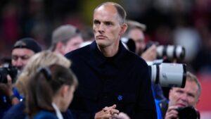 England's coach Thomas Tuchel stands before the UEFA Nations League soccer match between Czechia and England in Prague, Czechia, Tuesday, Sept. 29, 2026. (Petr David Josek/AP)